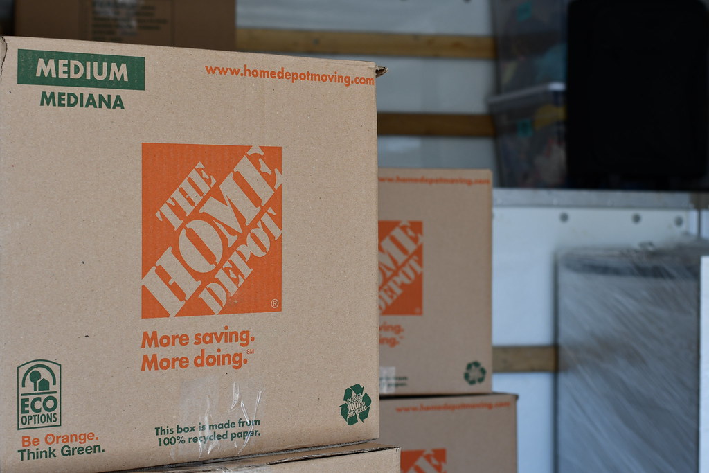Stacked cardboard moving boxes ready for a home cleanout